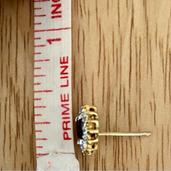 12k Gold Genuine Sapphire Diamond & Sterling Silver Red Envelope Earrings - Picture 8 of 9